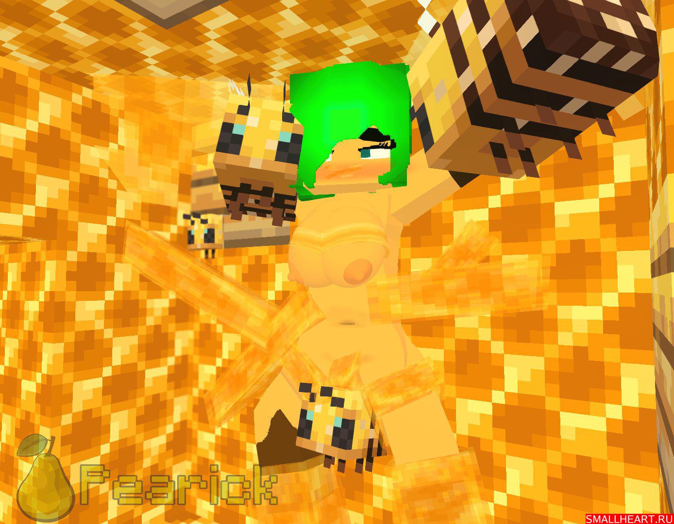 Minecraft Hentai - Nude Female, Pearickmc, Sticky, On Wall, Green Hair, Fan...
